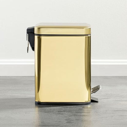 mDesign Slim Metal Rectangle 0.8 Gallon Trash Can - Image 2