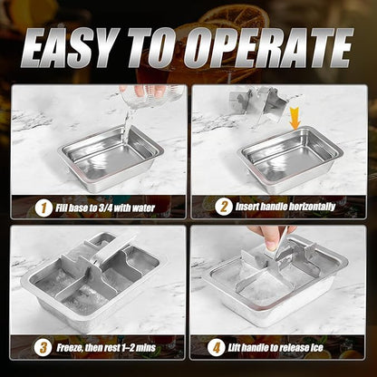 Ice Cube Trays, 2 Pack Large 6-cube Stainless Steel Ice Cube Trays - Image 7