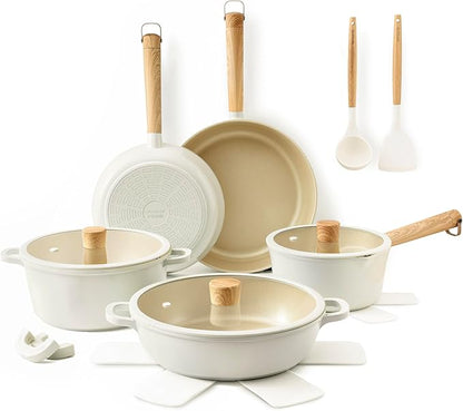 SENSARTE 17Pcs Ceramic Nonstick Cookware Set Non-toxic Healthy Pots and Pans by SENSARTE