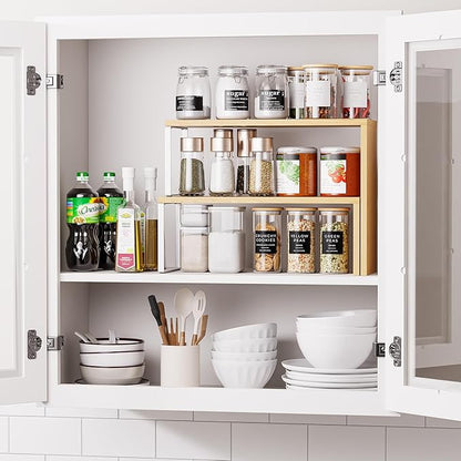 Cabinet Organizer Shelf, 2-Tier Kitchen Counter Organizer Corner Shelves Coffee - Image 5