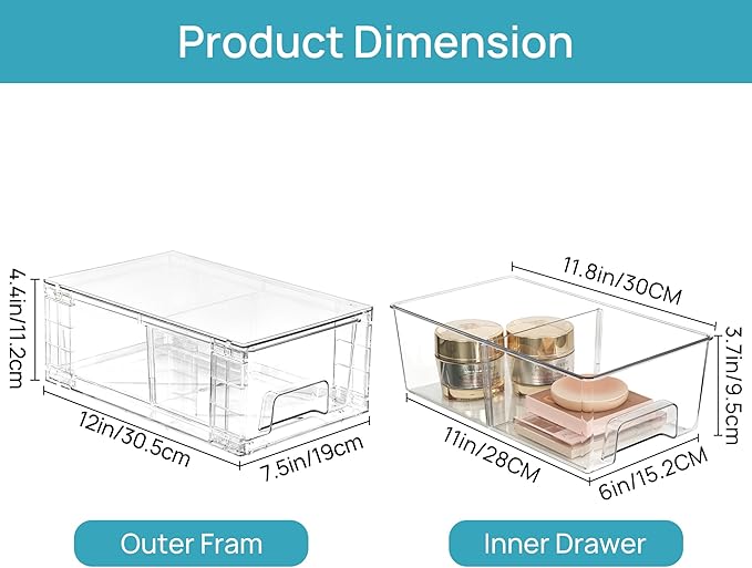 Vtopmart 6 Pack Stackable Storage Drawers, Easily Assemble Containers - Image 3