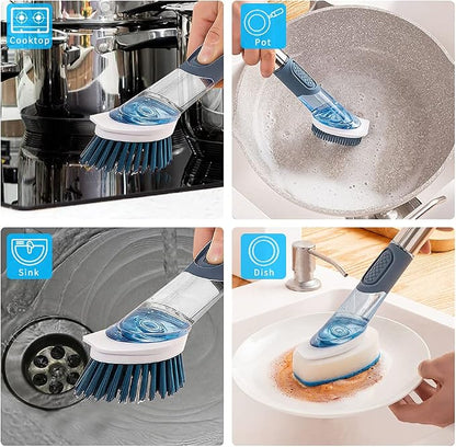 Dish Cleaning Brush, Soap Dispensing Dish Brush Set - Image 6