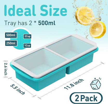 Silicone Freezer Tray with Lid Soup Freezer Container Molds with Steel - Image 2