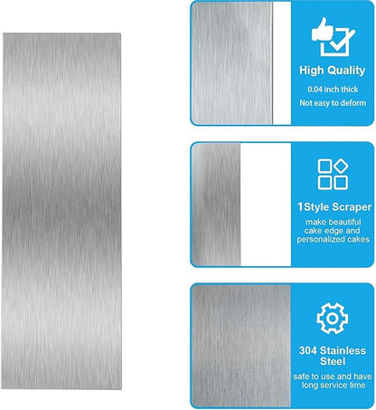 8.7 Inche Stainless Steel Cake Scraper，Double Sided Patterned Edge Stripe Edge - Image 6