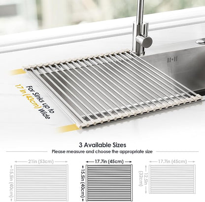 Tomorotec 17.7" x 15.5" Roll Up Dish Drying Rack Over Sink Drying Rack Sink - Image 4