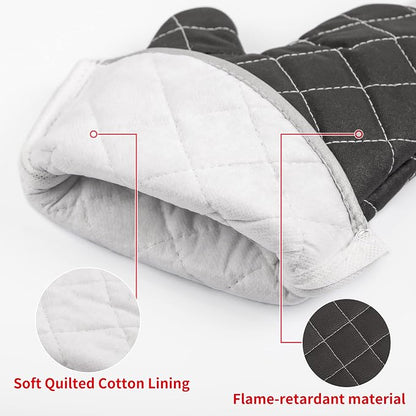 ARCLIBER Oven Mitts Heat Fire Resistant Oven Mitts 425 ° F, Quilted Terry Cloth - Image 2