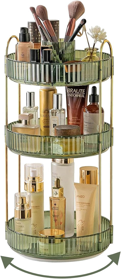 Asayuee 360 Rotating Makeup Organizer, 3 Tier Large Capacity Make Up Organizers by Asayuee
