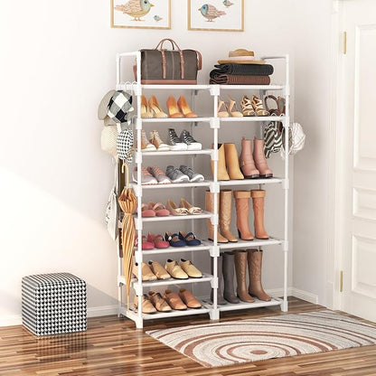 ROJASOP White Shoe Rack, Tall Metal Shoe Rack Organizer - Image 2