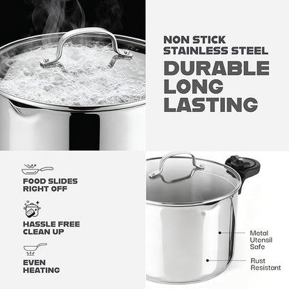 GOTHAM STEEL 5 Qt Stainless Steel Stock Pot Multipurpose Pasta Pot - Image 5