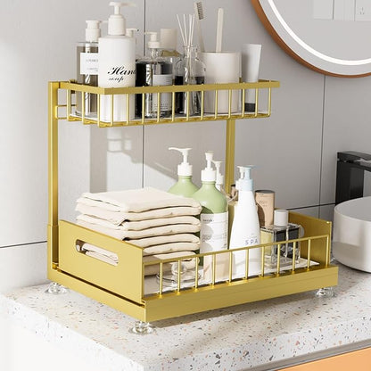 Saydear Under Sink Organizer Storage 2-Tier Premium Metal Pull-Out Kitchen - Image 3