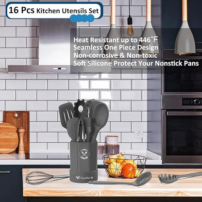 Silicone Kitchen Utensils Set, 16-Piece Silicone Cooking Utensils by Deedro - Image 2
