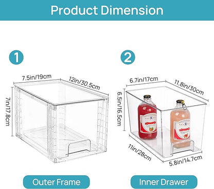 Vtopmart 4Pack Large Stackable Kitchen Pantry Storage Drawers, Acrylic Drawer - Image 2