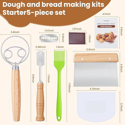 Danish Dough Whisk with Sourdough Scoring Tool, Bread Making Tools and Baking - Image 2