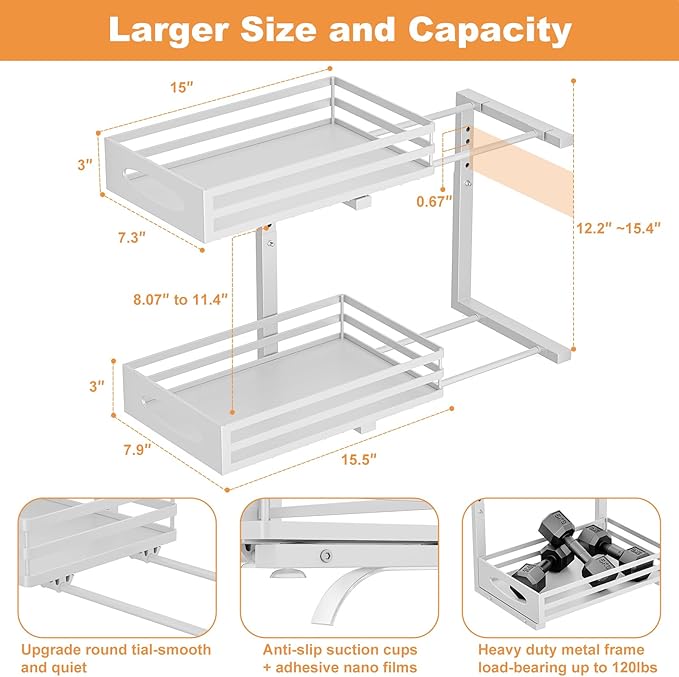 Under Sink Organizer, 2 Tier Under Sink Organizers and Storage, Adjustable - Image 4