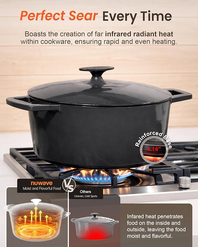 Nuwave 6QT LUX Healthy Enameled Cast Iron Dutch Oven Pot - Image 3