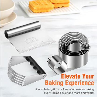 Stainless Steel Biscuit Cutter Set, Pastry Scraper and Dough Blender, Sturdy & - Image 3