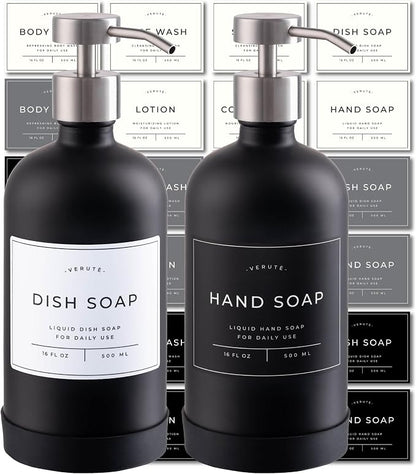 Hand and Dish Soap Dispenser for Kitchen and Bathroom, Stainless Steel Pumps by Verute