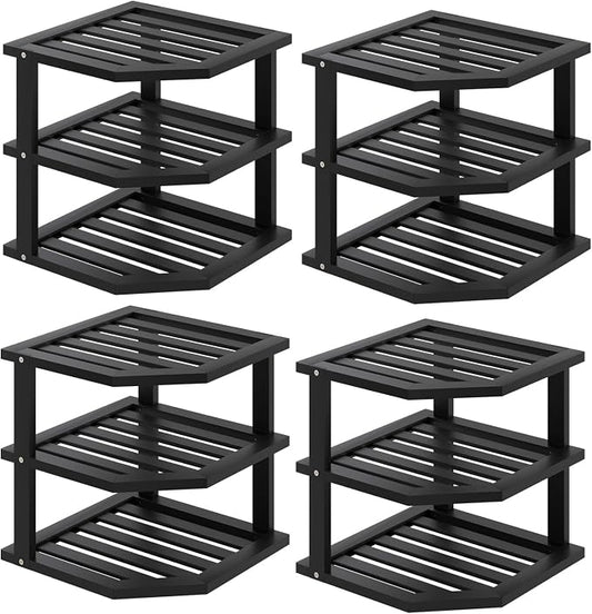 VERTORGAN 3 Tier Bamboo Corner Shelf, Dish Drying Rack, Plate Organizer by VERTORGAN