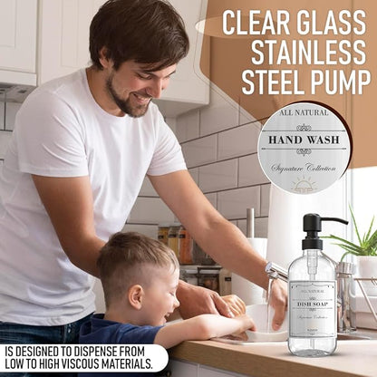 Sunrise Premium 2 Pack Clear Glass Soap Dispenser 16 OZ - Image 6