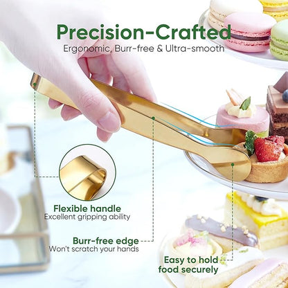 12 Pcs Gold Serving Tongs, Stainless Steel Ice Tongs Mini Sugar Tongs - Image 5