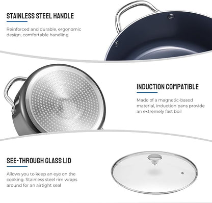Induction Cookware Set 6-Piece, Stackable Kitchen Cooking Pots Set, 6qt 4.8qt & - Image 6