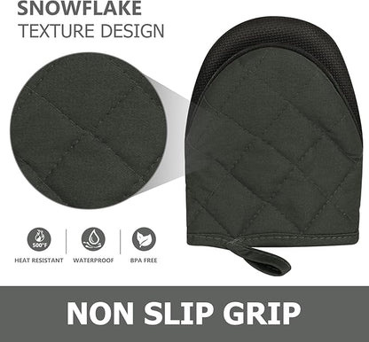 Short Oven Mitts, Heat Resistant 500°F, Silicone Grip Kitchen Gloves, Non-Slip - Image 4