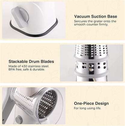 Rotary Cheese Grater Hand Crank, Kitchen Mandolin Vegetable Cheese Shredder - Image 7