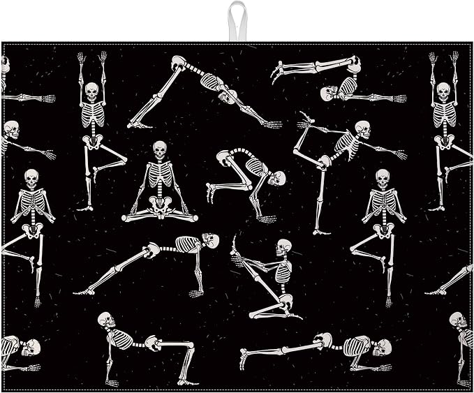 Funny Skull Yoga Dish Drying Mat by VisittheDuibelproduct