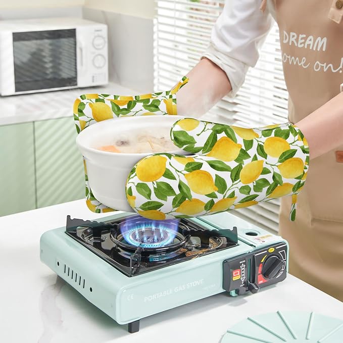 Lemon Oven Mitts and Pot Holders Sets of 4, Resistant Hot Pads - Image 7