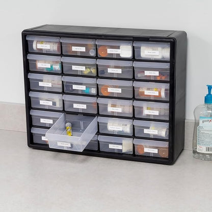 Akro-Mils 24-Drawer Plastic Storage Cabinet | 20" W x 6" D x 16" H | Black | - Image 9