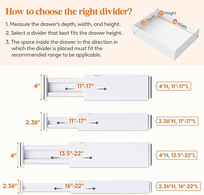 Lifewit 5 Pack 2.36" High Drawer Dividers 40-56cm/16-22 Adjustable Drawer - Image 3
