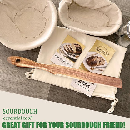 2pcs Wood Spurtle for Sourdough Starter, Reaching Bottom of Jar, Dough Whisk - Image 5