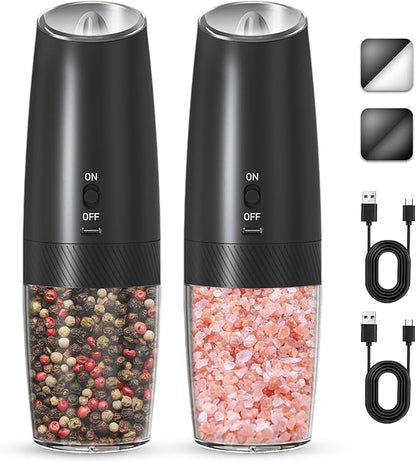 UNNEES Rechargeable Electric Salt and Pepper Grinder Set, Gravity Activated by UNNEES