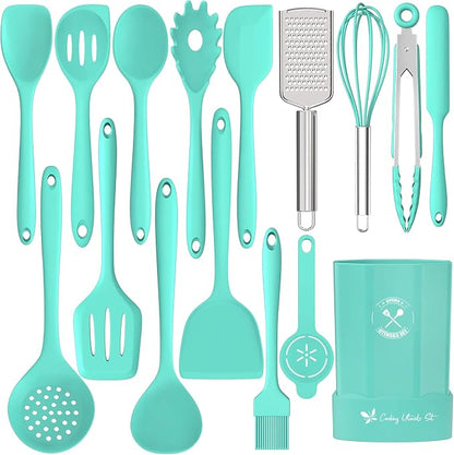 Silicone Kitchen Utensils Set, 16-Piece Silicone Cooking Utensils by Deedro by Deedro