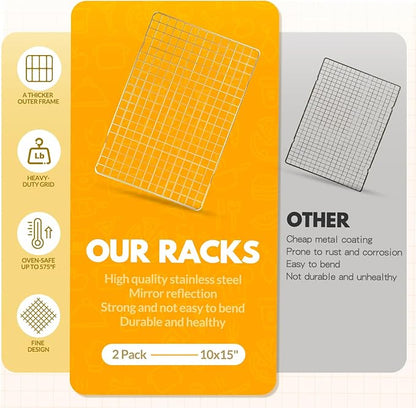 2 PCS Cooling Racks for Cooking and Baking, 15x10 Inches Stainless Steel - Image 4
