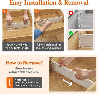 Lifewit 4" Tall 14 Pack Drawer Dividers, 27-42cm/10.5-16.5" Expandable Drawer - Image 4