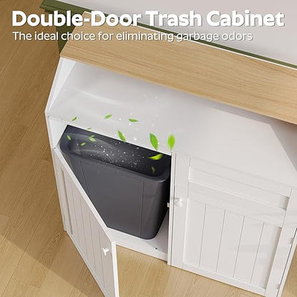 YATINEY Double Trash Cabinet, 20 Gallon Freestanding Trash Can Cabinet - Image 5