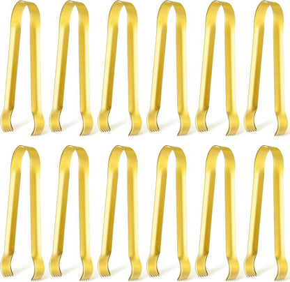 Gejoy 12 Pieces Small Serving Tongs 6.3" Mini Gold Ice Stainless Steel by Unknown