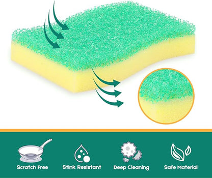 LAUNDRYLUX Scrub Sponge, 8 Pack Dual-Sided Temperature-Responsive Scrubber - Image 4