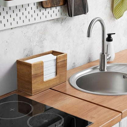 Paper Towel Dispenser Countertop, Acacia Wood Bathroom Paper Towel Holder - Image 6