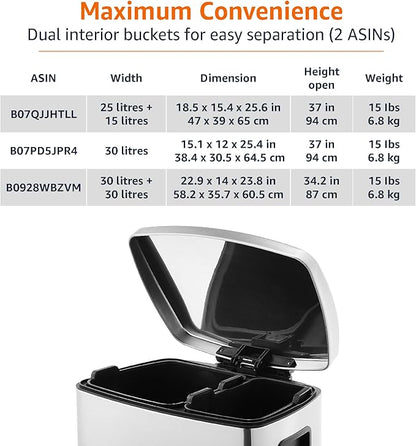 Amazon Basics Dual Compartment Recycling Trash Can - Image 5