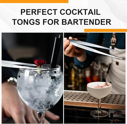 Yaomiao 4 Packs 12 Inch Bar Tweezers Silver Cocktail Tongs Long Garnish - Image 4