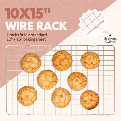 2 PCS Cooling Racks for Cooking and Baking, 15x10 Inches Stainless Steel - Image 2