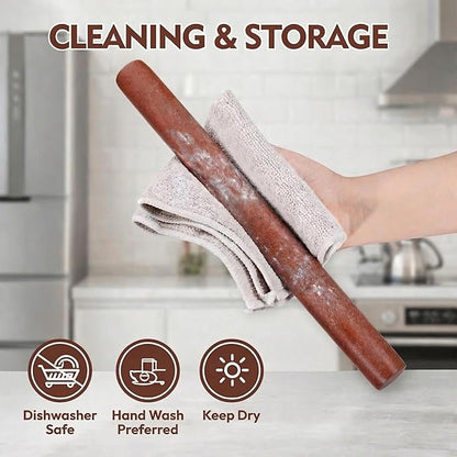 17 Inch French Rolling Pin, Wooden Dough Roller - Image 8