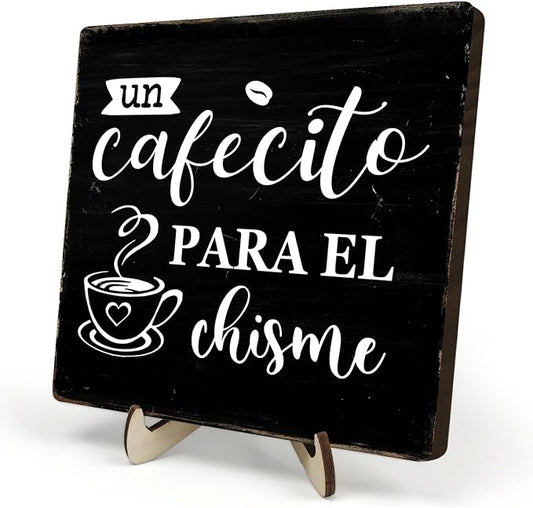 Vintage Coffee Bar Wooden Plaque Desk Sign, Farmhouse Wood Plaque Tabletop Decor by DMADNF