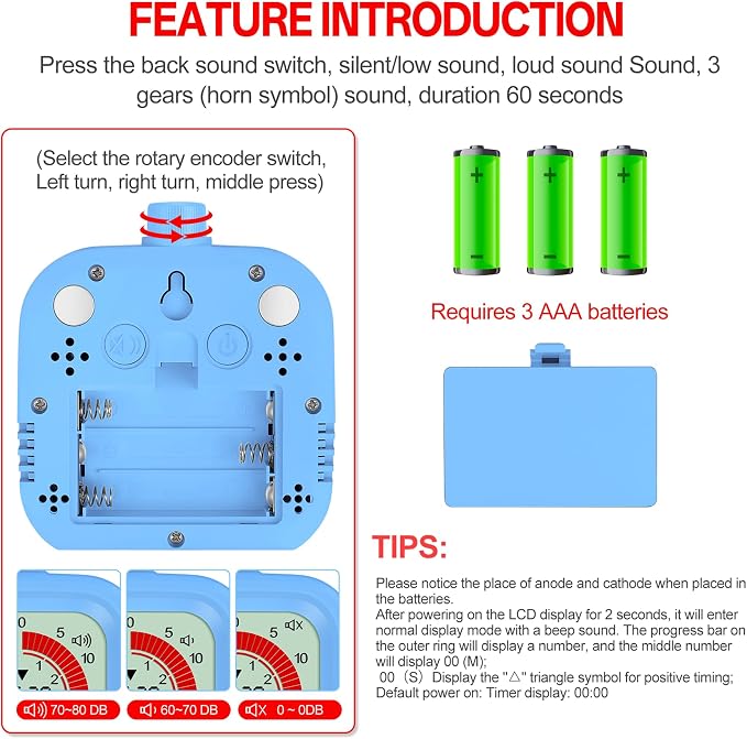 Digital Visual Timer 12hours Countdown countup Kitchen Timer Student Timer Gym - Image 6