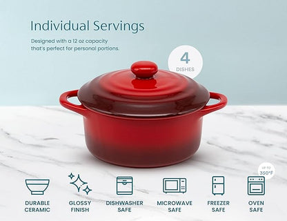 Kook Ceramic Mini Cocotte Set, Small Casserole Dishes - Image 7