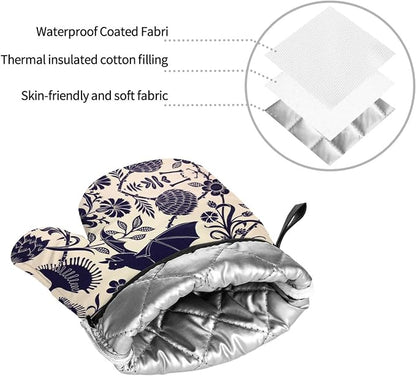 Bats and Flower Oven Mitts and Pot Holders Sets of 4, Resistant Hot Pads - Image 7
