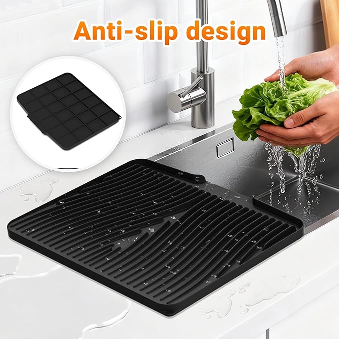 Silicone Dish Drying Mat for Kitchen Counter, Dish Drying Pad, Non-Slip Drain - Image 6