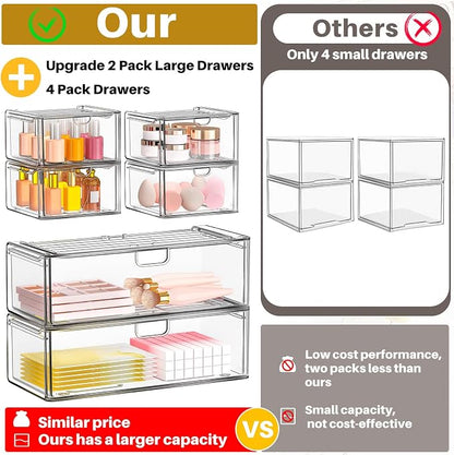 caktraie Acrylic Storage Drawers Set of 6, Plastic Organizer Bins - Image 7